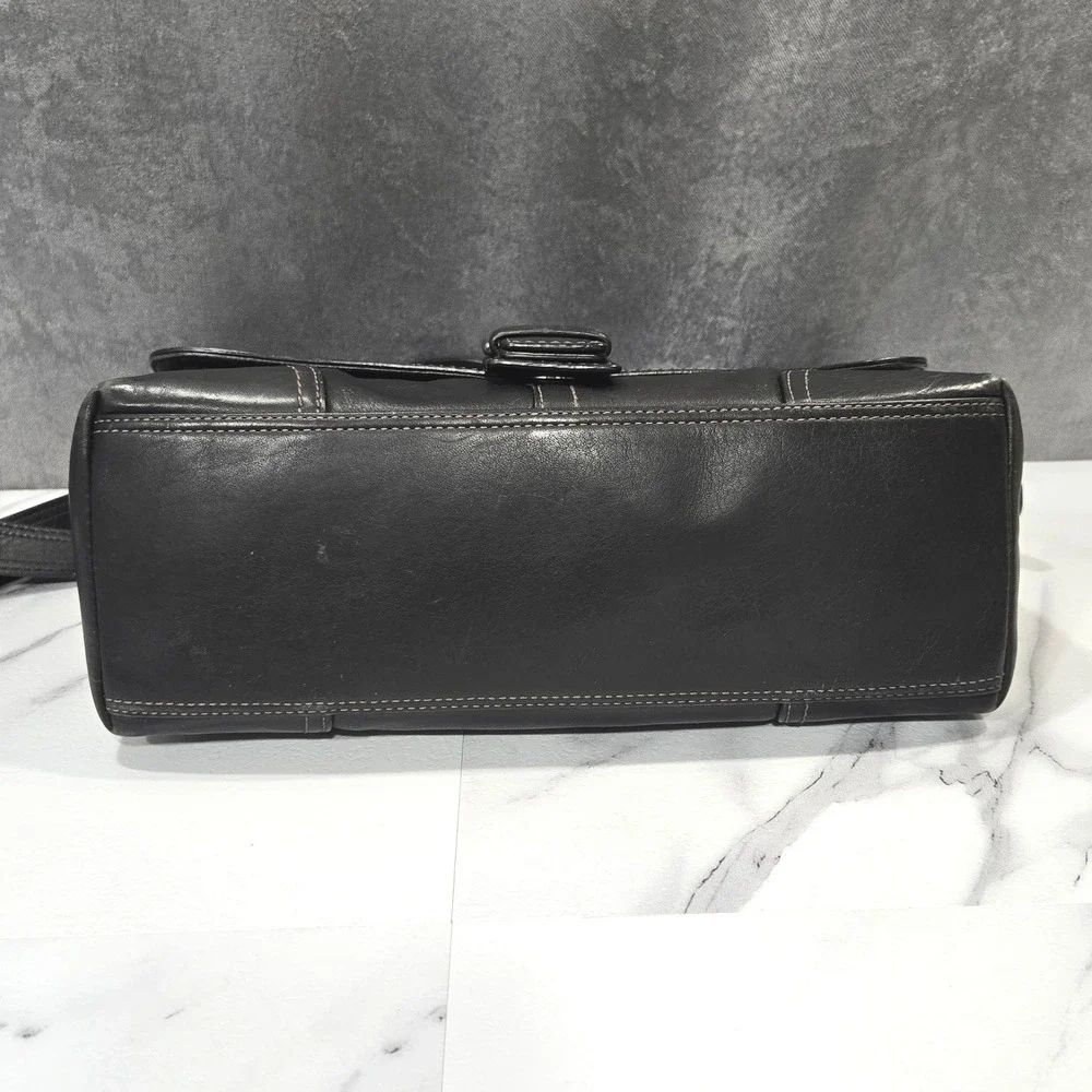 Coach Soho Buckle Flap Shoulder Bag Black Leather Women Small Handbag F11196